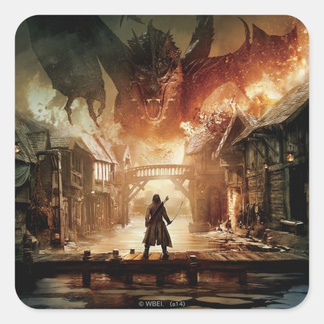 The Hobbit - Laketown Movie Poster Square Sticker (Front)