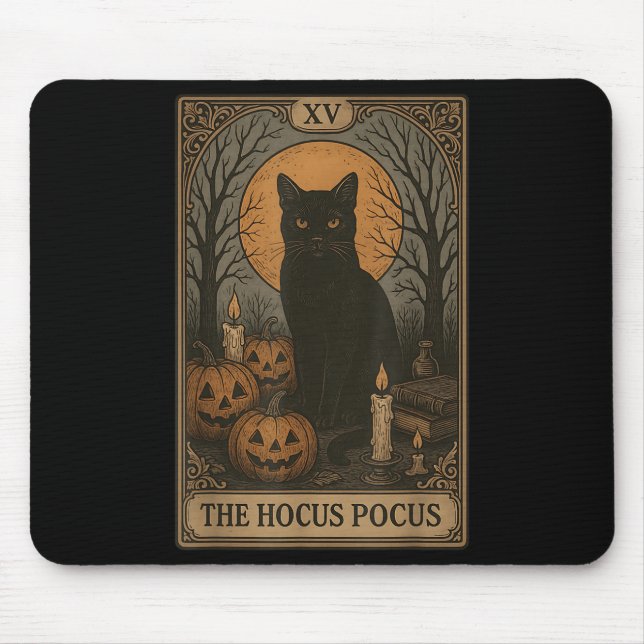 The Hocus Pocus Cat Pumpkin Lantern Mystical Spook Mouse Pad (Front)