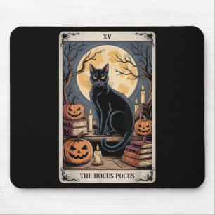 The Hocus Pocus Tarot Halloween Cat Pumpkin Mystic Mouse Pad