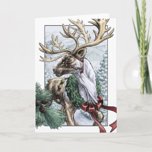 "The Holiday Courier" Reindeer Art (blank inside) Card