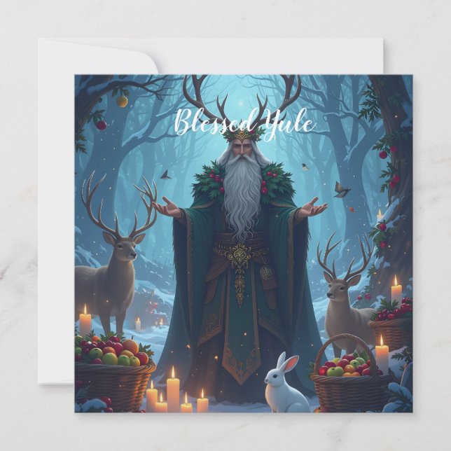The Holly King welcomes in Yule flat Card (Front)