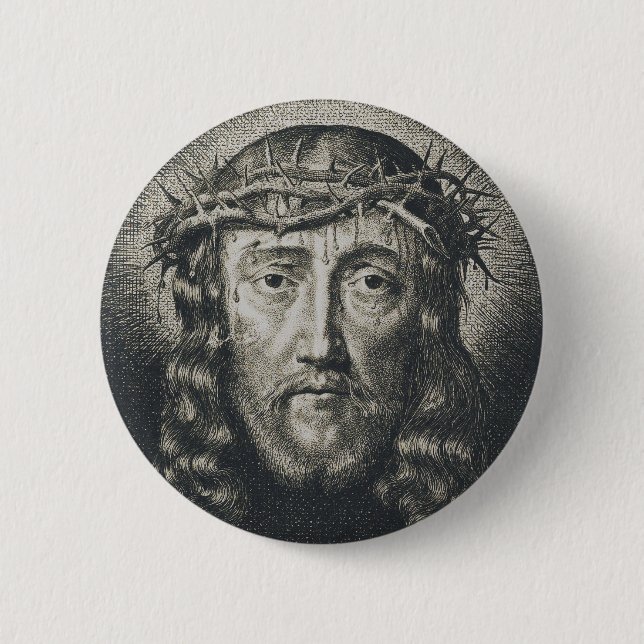The Holy Face crowned with thorns 6 Cm Round Badge (Front)