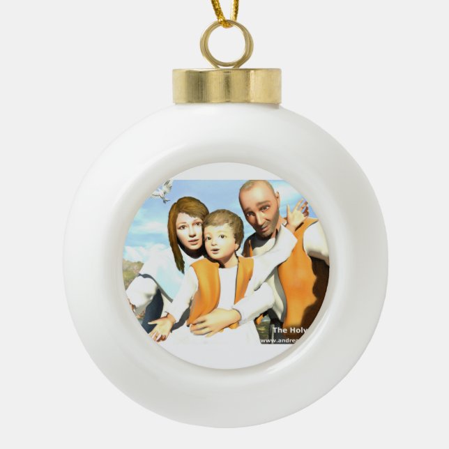 The Holy Family   Ceramic Ball Christmas Ornament (Front)