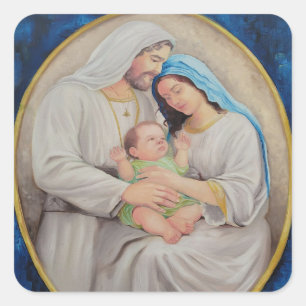 The Holy Family: Divine Love Portrait Square Sticker