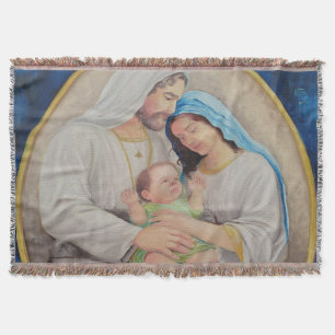 The Holy Family: Divine Love Portrait Throw Blanket