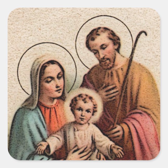 The Holy Family - Jesus, Mary, and Joseph Square Sticker (Front)
