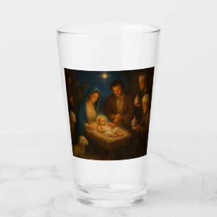 The Holy family nativity w/3 wise men Glass