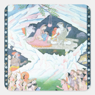 The Holy Family of Shiva and Parvati Square Sticker