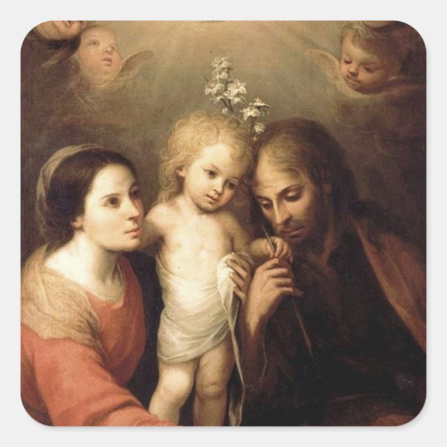 The Holy Family Sacrada Familia Square Sticker (Front)