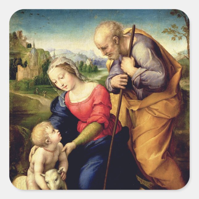 The Holy Family with a Lamb, 1507 Square Sticker (Front)