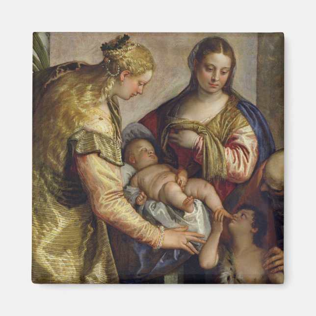 The Holy Family with St. Barbara, c.1550 (oil on c Magnet (Front)
