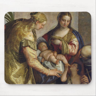 The Holy Family with St. Barbara, c.1550 (oil on c Mouse Pad