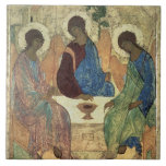The Holy Trinity, 1420s (tempera on panel) Tile<br><div class="desc">Image Collection Number:  BAL39517  The Holy Trinity,  1420s (tempera on panel) (for copy see 40956). Rublev,  Andrei (c.1370-1430) tempera on panel. Tretyakov Gallery,  Moscow,  Russia .  1420</div>