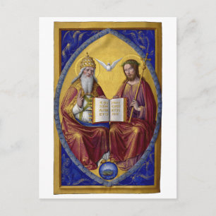 The Holy Trinity by Jean Bourdichon circa 1508 Postcard