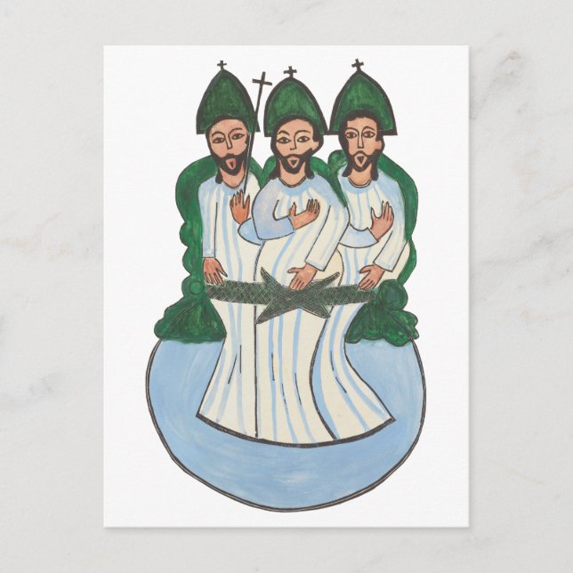 The Holy trinity Vintage Folk art painting  Postcard (Front)