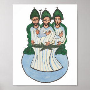 The Holy trinity Vintage Folk art painting  Poster