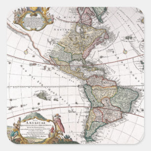 The Homanns Heirs Map of The Americas Square Sticker