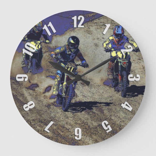 The Home Stretch! - Motocross Racer Large Clock (Front)