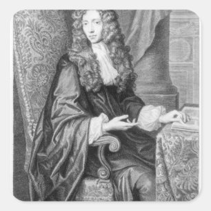 The Honorable Robert Boyle engraved by B. Baron Square Sticker