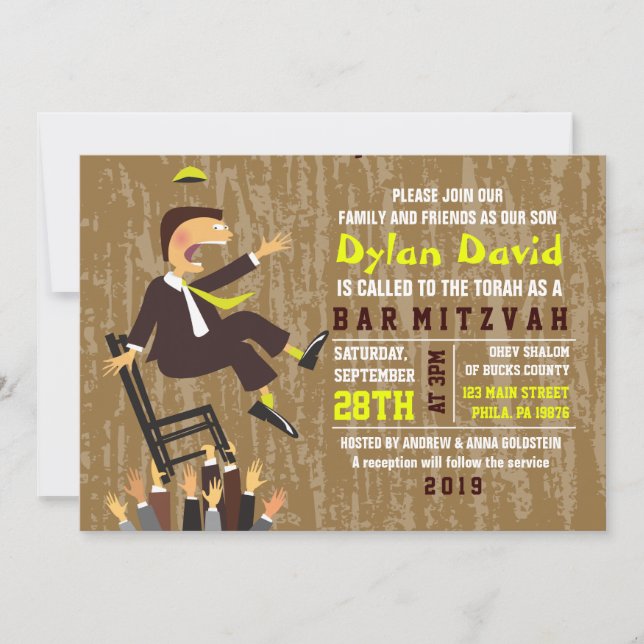 The Hora Chair Dance Bar Mitzvah Invitation (Front)