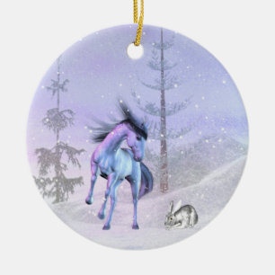 The horse and rabbit winter ornament