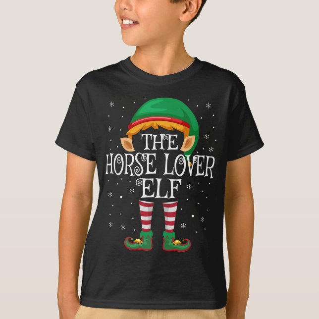 The Horse Lover Elf Family Matching Christmas T-Shirt (Front)