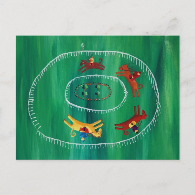 The Horse Race Contemporary Art Acrylic Painting Postcard (Front)