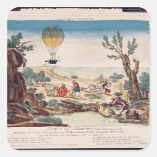 The Hot-Air Balloon of Jean Pierre Blanchard Square Sticker