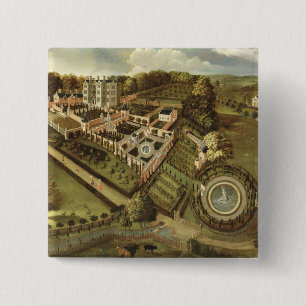 The House and Garden of Llanerch Hall, Denbighshir 15 Cm Square Badge