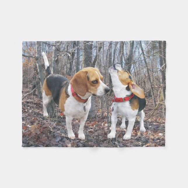 The Howl Beagles in Woods Beagle Fleece Blanket (Front (Horizontal))