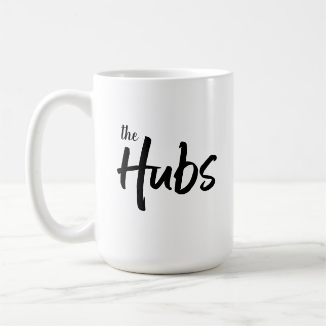 The Hubs Modern Brush Script Typography Coffee Mug (Left)