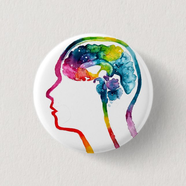 The human brain 3 cm round badge (Front)