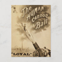 The Human Cannon Ball, Vintage Circus Poster