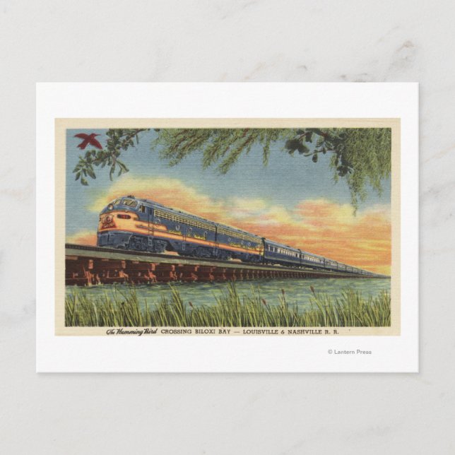 The Humming Bird Railroad Train Postcard (Front)