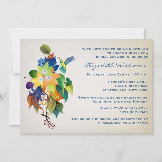 The Hummingbird Bridal Shower Invitation (Front)