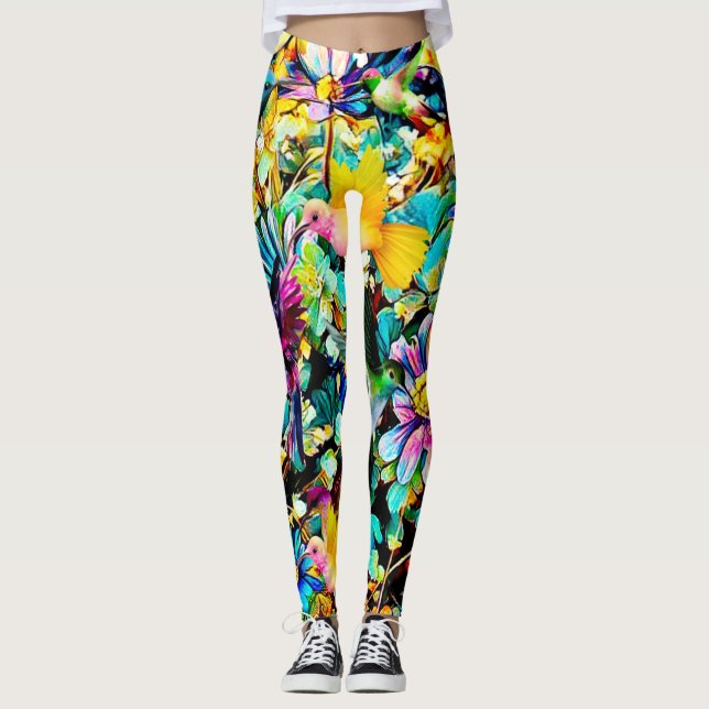 The Hummingbird Garden - Ladies Women Leggings (Front)