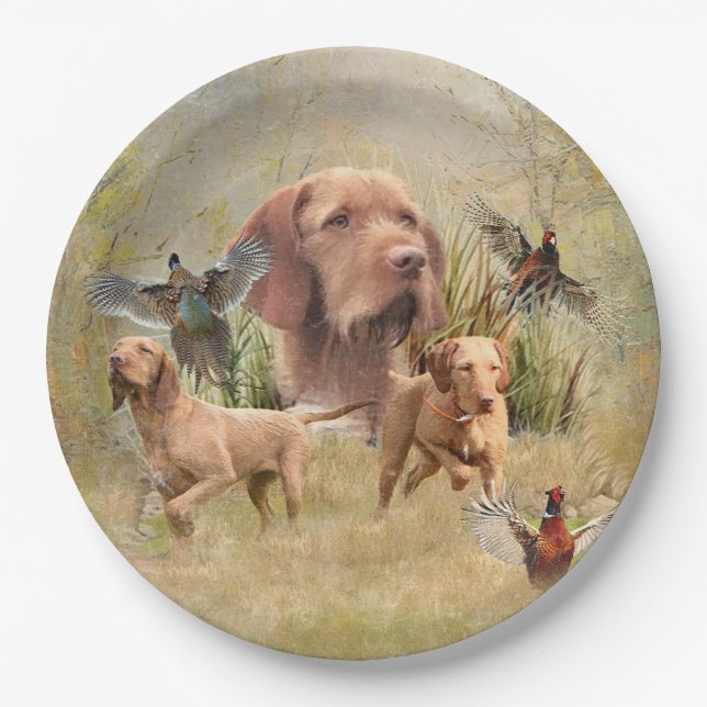 The Hungarian Wirehaired Vizsla  Paper Plate (Front)