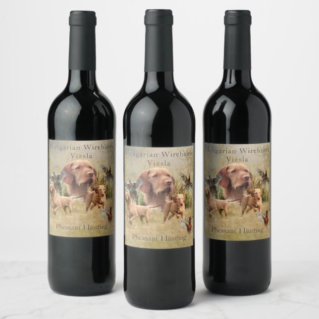 The Hungarian Wirehaired Vizsla  Wine Label (Bottles)