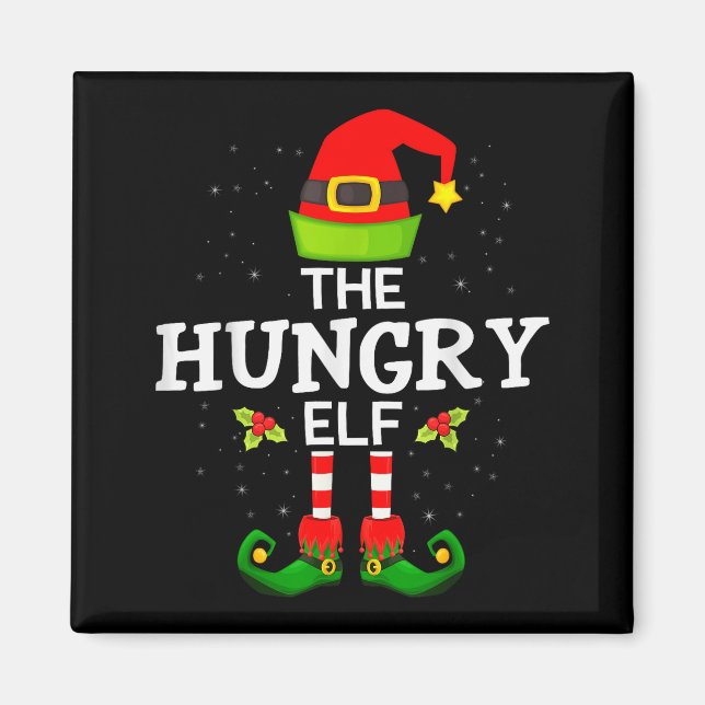 The Hungry Elf Christmas Family Matching Pajama  Magnet (Front)