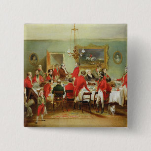 The Hunt Breakfast, Bachelor's Hall, 1836 (oil on 15 Cm Square Badge
