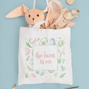 The Hunt Is On Easter Eggs & Greenery Easter Tote Bag