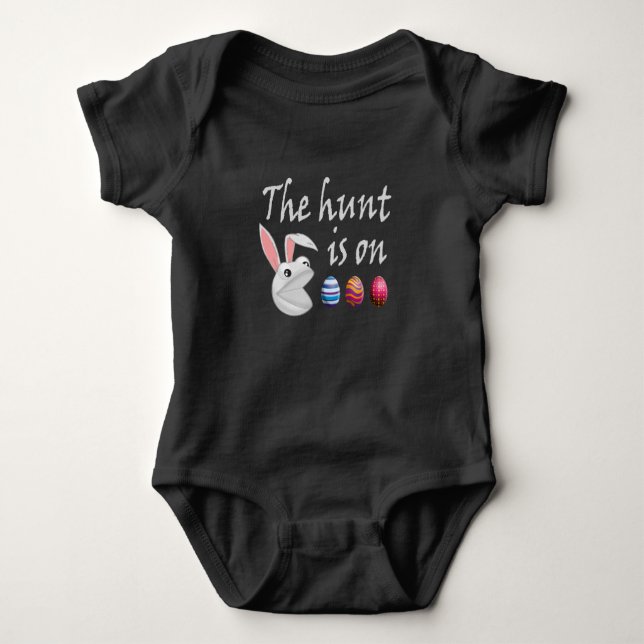 The hunt is on Easter Rabbit Egg Hunt Baby Bodysuit (Front)
