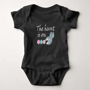 The hunt is on Easter Rabbit Egg Hunt Baby Bodysuit