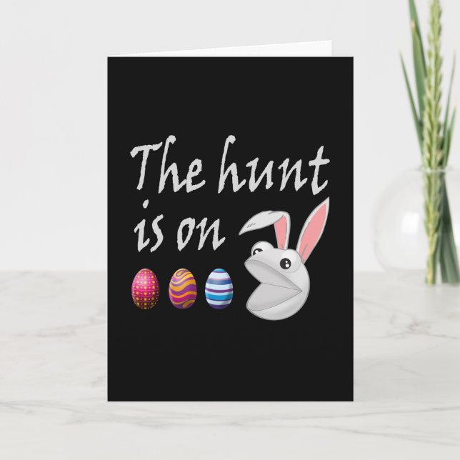 The hunt is on Easter Rabbit Egg Hunt Card (Front)