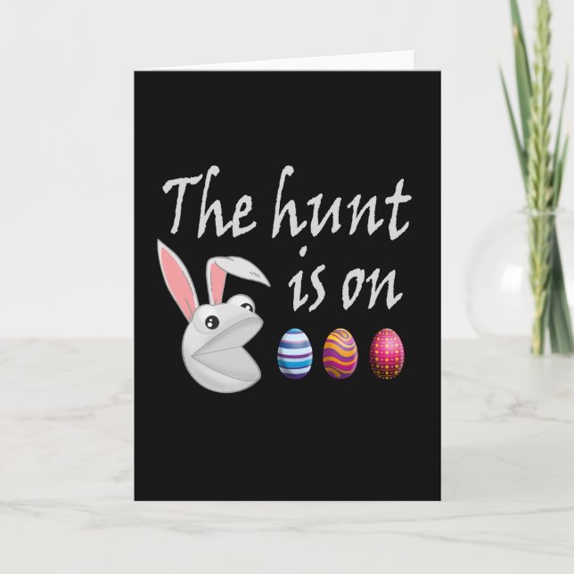 The hunt is on Easter Rabbit Egg Hunt Card (Front)