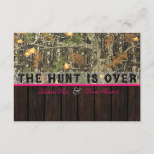 The Hunt Is Over Camo Wood Wedding Invitation