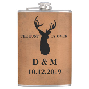 The Hunt is Over Custom Wedding Gift Hip Flask