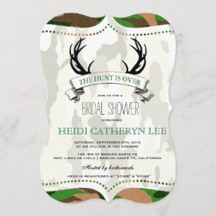 "The Hunt is Over" Rustic Camo Bridal Shower Invitation