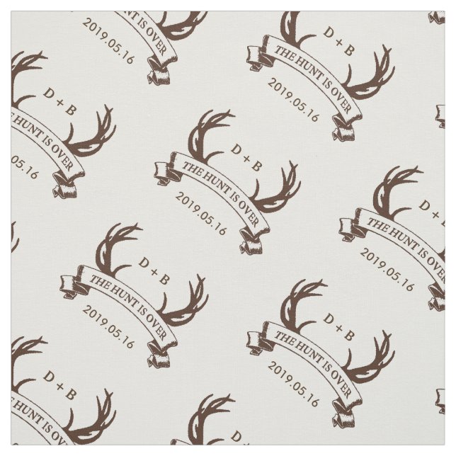 "The Hunt is Over" Rustic Custom Wedding Gift Fabric (Swatch)