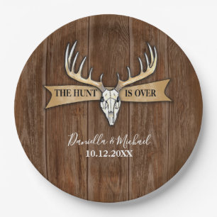 The Hunt Is Over Rustic Wedding Paper Plate
